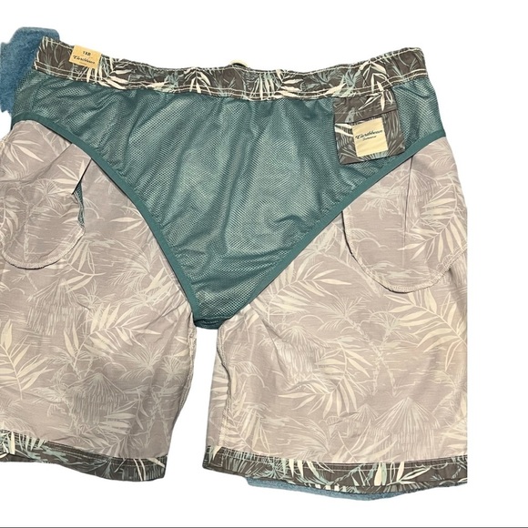 Caribbean Hybrid Shorts Tropical Floral Drawstring Swim Trunks Resort Wear 1XB - Picture 6 of 9